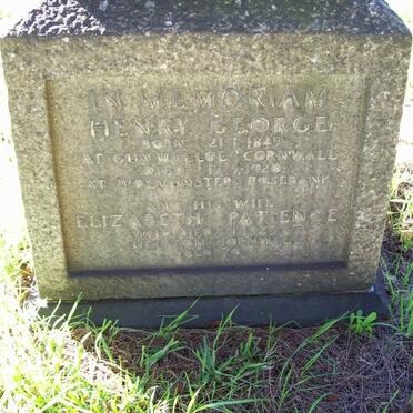 GEORGE Henry 1845-1920 &amp; Elizabeth Patience -1923