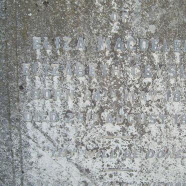 GEYSLER Eliza Magdelena Elizabeth 1850-1898 :: GEYSLER Samuel W. -1922 