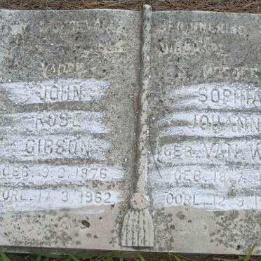 GIBSON John Rose 1876-1962 &amp; Sophia Johanna VAN WYK 1882-1964