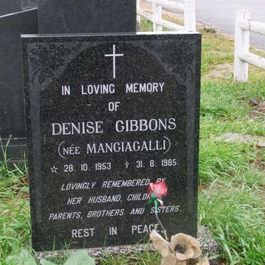 GIBBONS Denise nee MANGIAGALLI 1953-1985