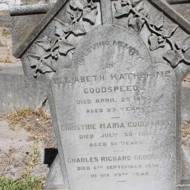 GOODSPEED Elizabeth Katherine -1893 :: GOODSPEED Christine Maria -1918 :: GOODSPEED Charles Richard -1930