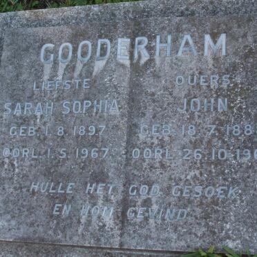 GOODERHAM John 1888-1967 &amp; Sarah Sophia 1897-1967