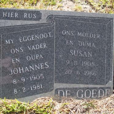 GOEDE Johannes, de  1905-1981 &amp; Susan 1908-1986