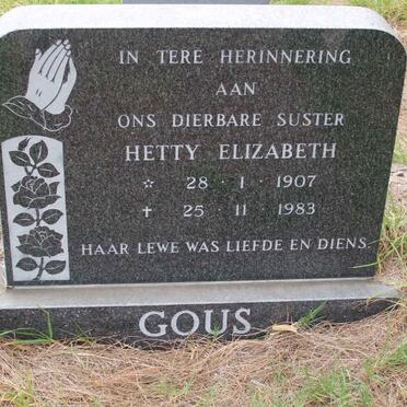 GOUS Hetty Elizabeth 1907-1983