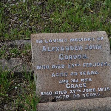 GORDON Alexander John -1925 &amp; Grace -1975