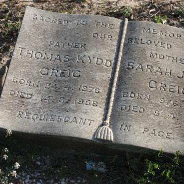 GREIG Thomas Kydd 1876-1958 &amp; Sarah Jane 1882-1962
