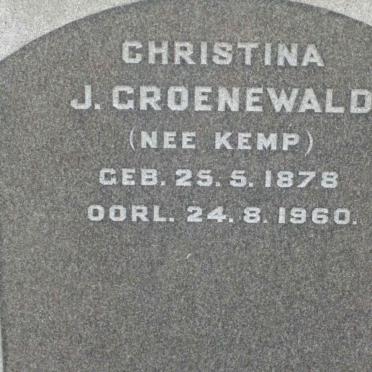 GROENEWALD Christina J. nee KEMP 1878-1960