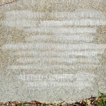 GRAY Alfred George -1951 &amp; Isabel Julia -1944