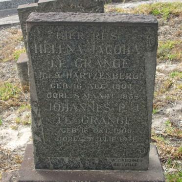 GRANGE Johannes P.J., le 1906-1971 &amp; Helena Jacoba HARTZENBERG 1901-1958