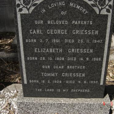 GRIESSEN Carl George 1901-1947 &amp; Elizabeth 1908-1969 :: GRIESSEN Tommy 1928-1952