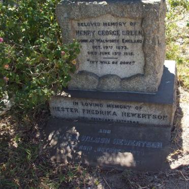 GREEN Henry George 1873-1915 :: HEWERTSON William Wilson 187?-1971 &amp; Hester Fredrika -1942