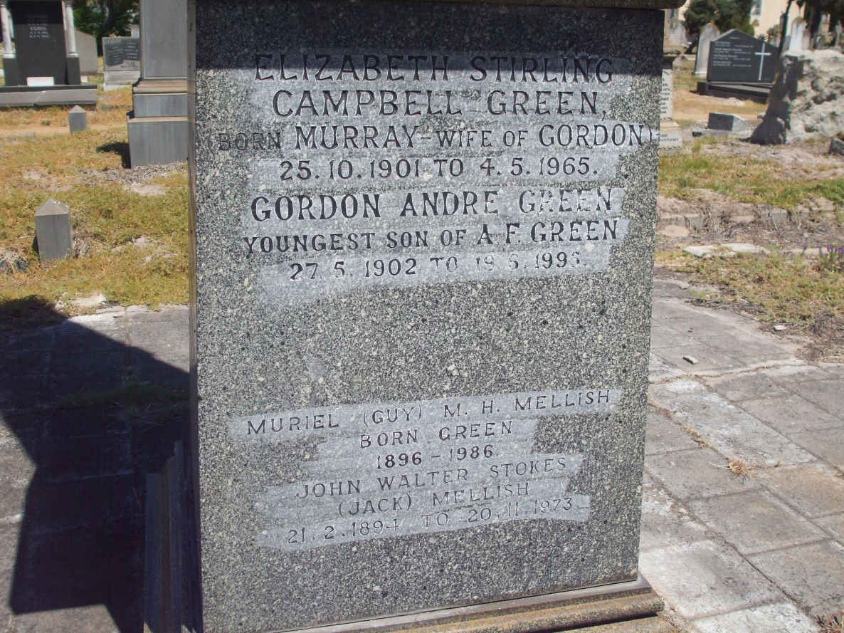 GREEN Gordon Andre 1902-1995 &amp; Elizabeth Stirling Campbell MURRAY 1901-1965