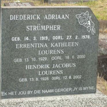 STRÜMPHER Diederick Adriaan 1919-1978 :: LOURENS Errentina Kathleen 1929-2000 :: LOURENS Hendrik Jacobus 1928-2002