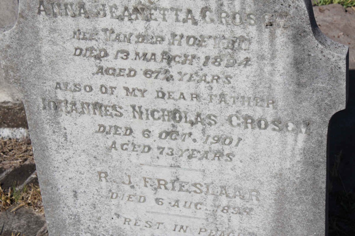 GROSCH Johannes Nicolas -1901 :: FRIESLAAR R.J. -1899