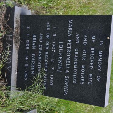 HARDY Brian Warren 1909-1985 &amp; Maria Petronella Sophia 1907-1980