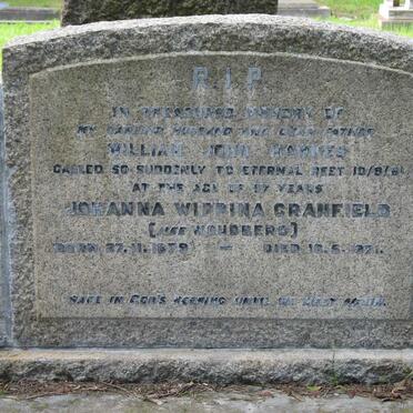 HAWKES William John -1961 :: CRANFIELD Johanna Wippina nee WOUDBERG 1879-1971