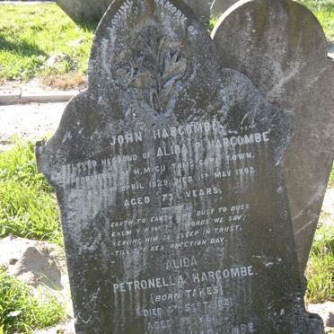 HARCOMBE John 1829-1902 &amp; Alida Petronella TAKES -1921