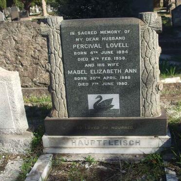 HAUPTFLEISCH Percival Lovell 1894-1958 &amp; Mabel Elizabeth Ann 1885-1980