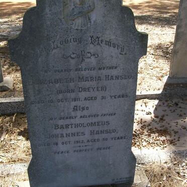 HANSLO Bartholomeus Johannes -1912 &amp; Elizabeth Maria DREYER -1911