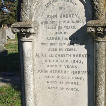 HARVEY John -1901 &amp; Sarah -1902 