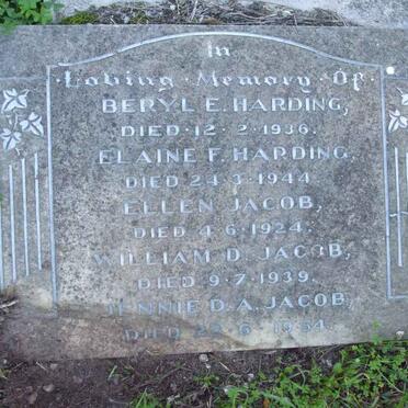 HARDING Beryl E. -1936 :: HARDING Elaine F. -1944 :: JACOB Ellen -1924