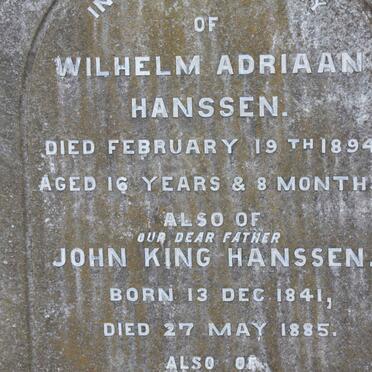 HANSSEN Wilhelm Adriaan -1894 :: HANSSEN John King 1841-1885