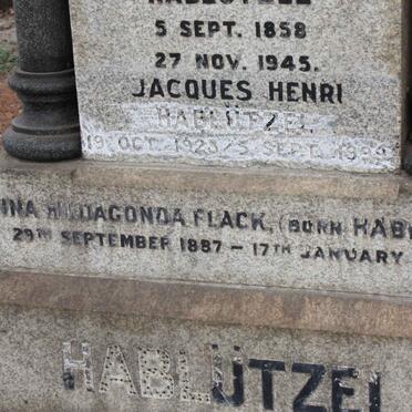 FLACK Anna Huidagonda nee HABLUTZEL 1887-1964 :: HABLUTZEL Jacques Henri 1923-1999