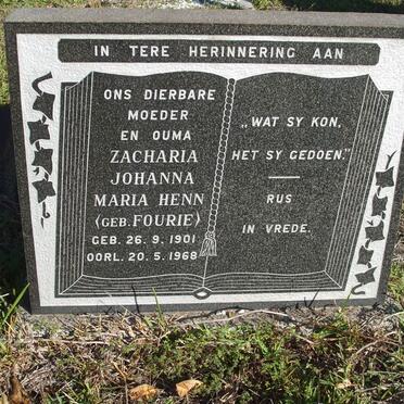 HENN Zacharia Johanna Maria nee FOURIE 1901-1968