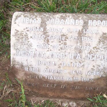 HEROLD Tobias Johannes 1836-1915 &amp; Johanna Martina BARRY 1840-1913