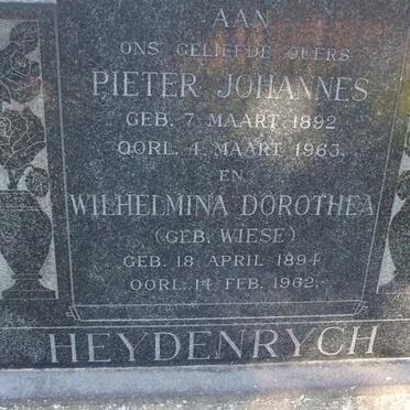 HEYDENRYCH Pieter Johannes 1892-1963 &amp; Wilhelmina Dorothea WIESE 1894-1962