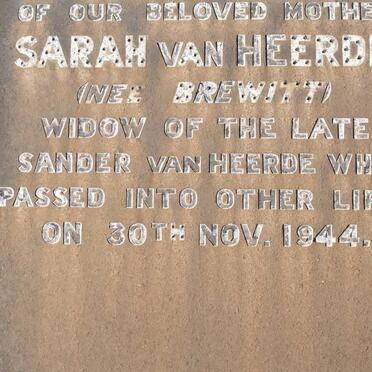 HEERDE Sarah, van nee BREWITT 1944