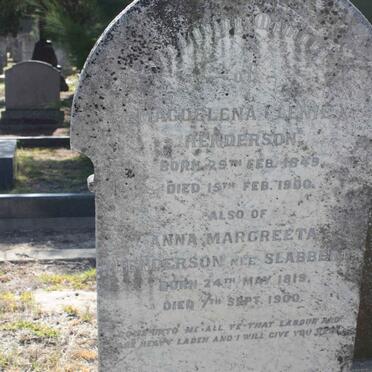HENDERSON Magdalena 1849-1900 :: HENDERSON Anna Margreeta nee SLABBERT 1819-1900