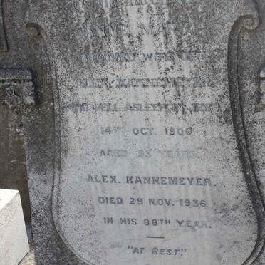 KANNEMEYER Alex. -1936 &amp; Anne Mary -1906