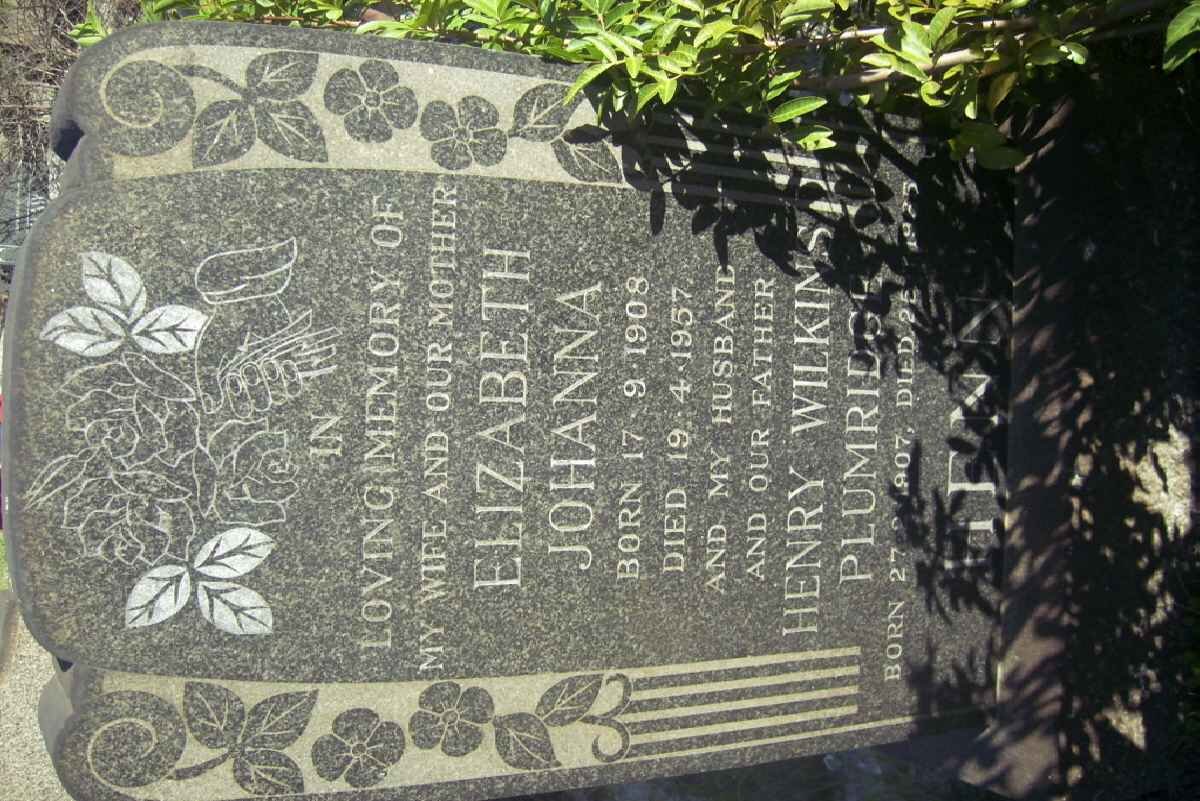 HENN Henry Wilkins Plumridge 1902-1985 &amp; Elizabeth Johanna 1908-1957
