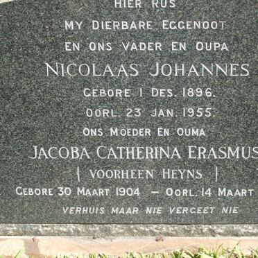 HEYNS Nicolaas Johannes 1896-1955 &amp; Jacoba Catherina ERASMUS formerly HEYNS 1904-1983