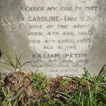 HELDERS Christian Henry  -1932 :: HELDERS William Peter 1921-1943 