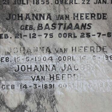 HEERDE Johanna, van nee BASTIAANS 1875-1953 :: VAN HEERDE Johanna 1904-1982 :: VAN HEERDE Johanna Jacoba 1891-1983