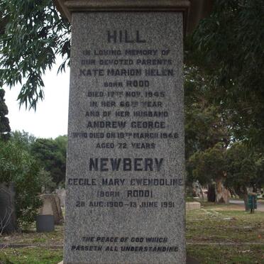 HILL Andrew George -1946 &amp; Kate Marion Helen ROOD -1945 :: NEWBERY Cecile Mary Gwendoline nee ROOD 1900-1991