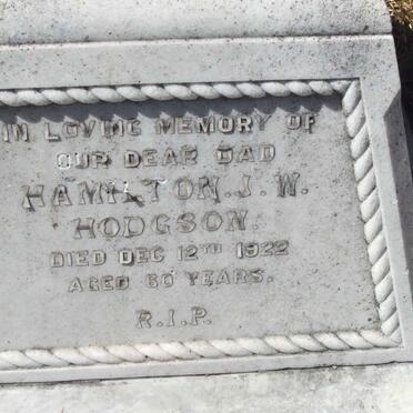 HODGSON Hamilton J.W. -1922