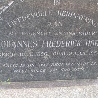 HORN Johannes Frederick 1896-1954