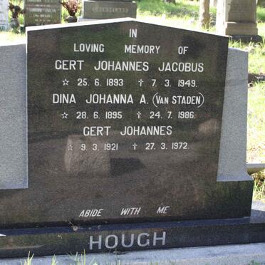 HOUGH Gert Johannes Jacobus 1893-1949 &amp; Dina Johanna A. VAN STADEN 1895-1986 :: HOUGH Gert Johannes 1921-1972