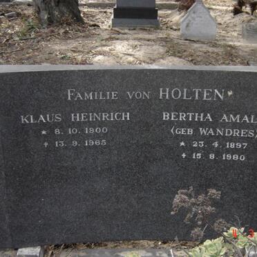 HOLTEN Klaus Heinrich, von 1900-1965 &amp; Bertha Amalie WANDRES 1897-1980