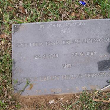 HORWOOD Cynthia Joan Faure 1915-1994 :: HILL Joyce Ebden nee HORWOOD 1909-1935