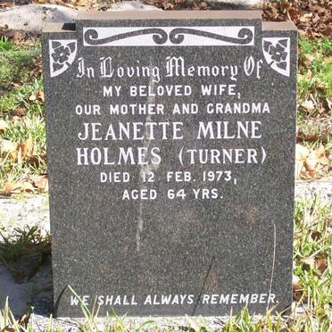 HOLMES Jeanette Milne nee TURNER -1973