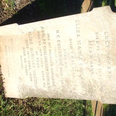 HOWARD Lucy -189? :: COMBRINK N.C. -1908 &amp; Eliza Maria -1894 :: HOWARD Adolph Gislingham -1926 &amp; Eliza Huntley -1934