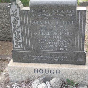 HOUGH Johannes Hendrik 1905-1959 &amp; Hilletje Maria DU TOIT formerly HOUGH nee VERMEULEN 1909-1987