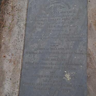 HOLLAND Mary Elizabeth -1848 :: HOLLAND Thoms -1877 &amp; Mary -1882