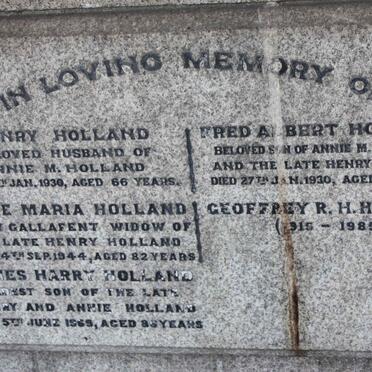 HOLLAND Henry -1930 &amp; Annie Maria GALLAFENT -1944 :: HOLLAND James Harry -1969 :: HOLLAND Fred Albert -1930