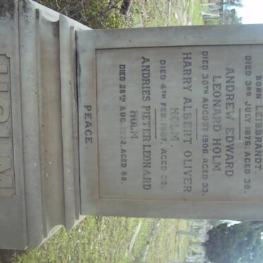 HOLM Maria Francina nee LEIBRANDT -1876 :: HOLM Andrew Edward Leonard -1906