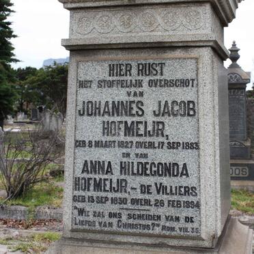 HOFMEIJR Johannes Jacob 1827-1883 &amp; Anna Hildegonda DE VILLIERS 1830-1894